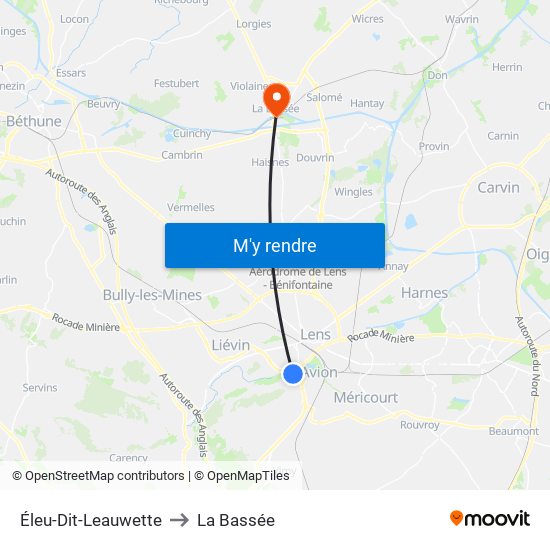 Éleu-Dit-Leauwette to La Bassée map