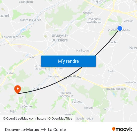 Drouvin-Le-Marais to La Comté map