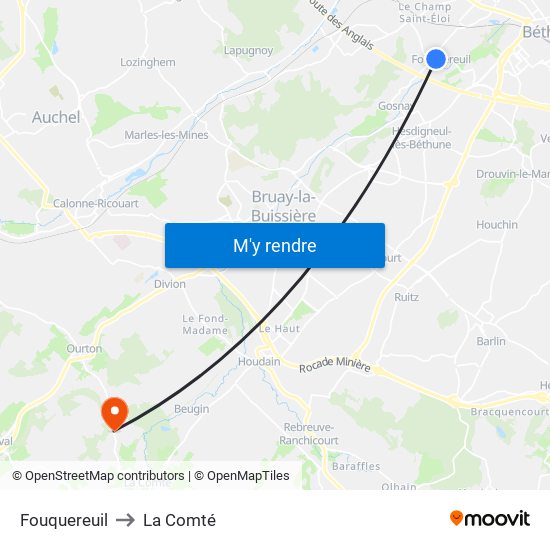 Fouquereuil to La Comté map