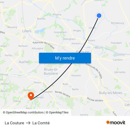 La Couture to La Comté map