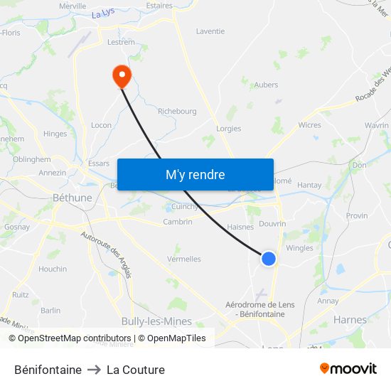 Bénifontaine to La Couture map