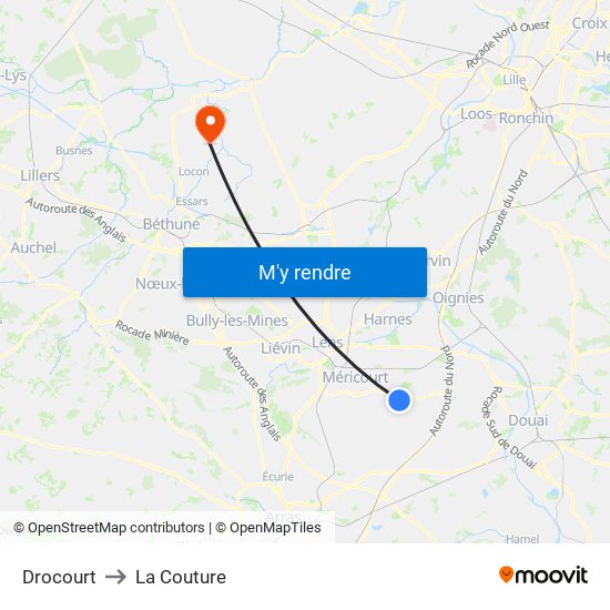 Drocourt to La Couture map