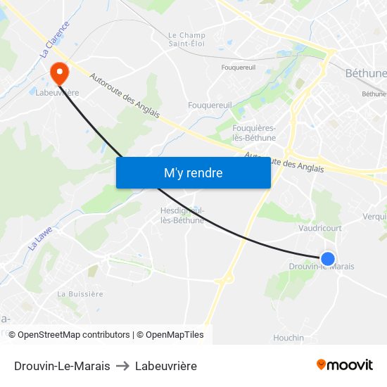 Drouvin-Le-Marais to Labeuvrière map