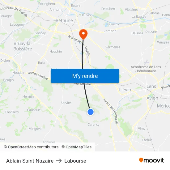 Ablain-Saint-Nazaire to Labourse map