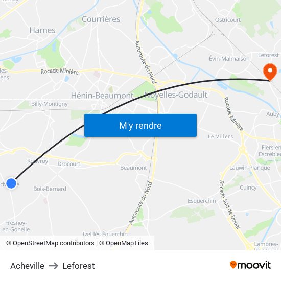 Acheville to Leforest map