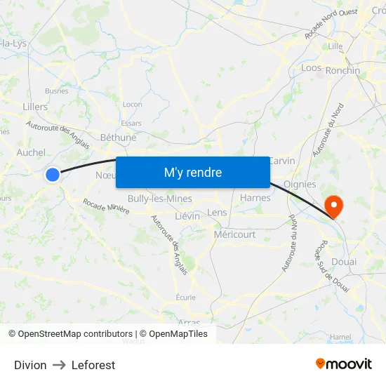 Divion to Leforest map