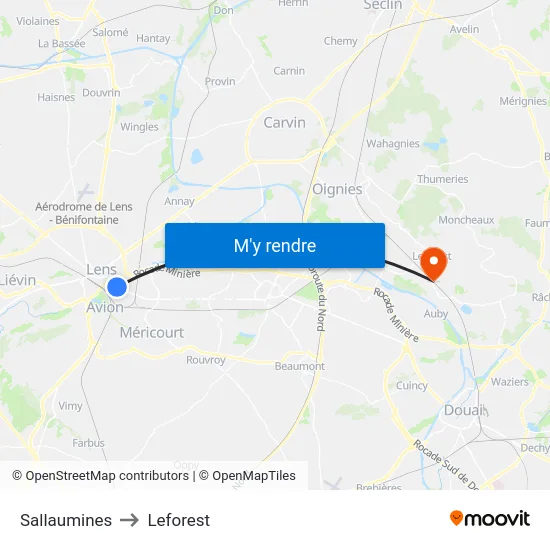 Sallaumines to Leforest map
