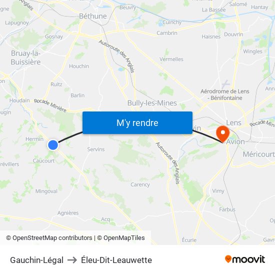 Gauchin-Légal to Éleu-Dit-Leauwette map