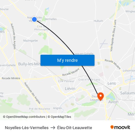 Noyelles-Lès-Vermelles to Éleu-Dit-Leauwette map