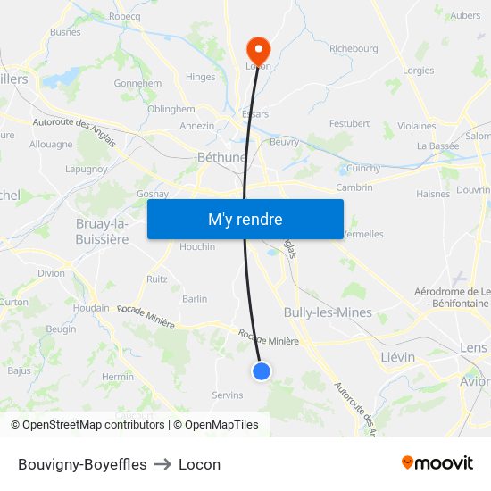 Bouvigny-Boyeffles to Locon map
