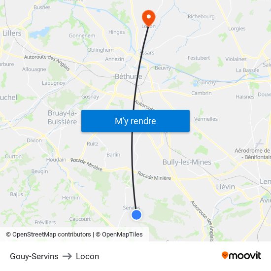 Gouy-Servins to Locon map