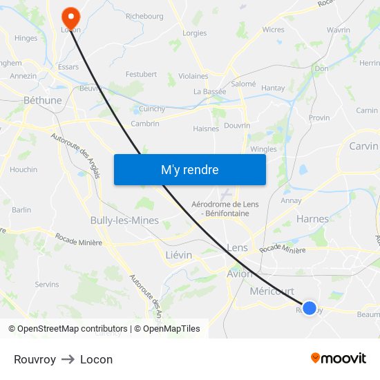 Rouvroy to Locon map