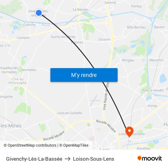 Givenchy-Lès-La-Bassée to Loison-Sous-Lens map