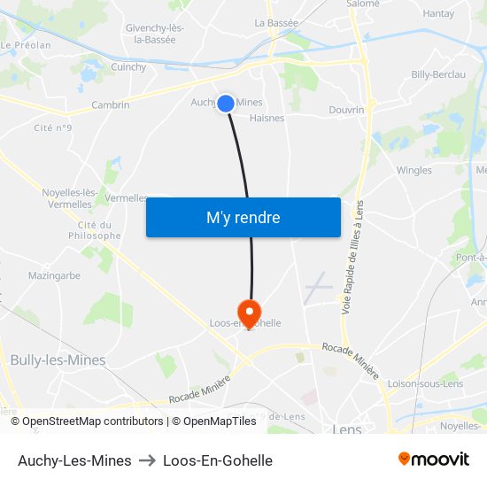 Auchy-Les-Mines to Loos-En-Gohelle map