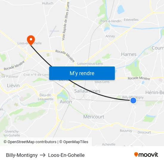 Billy-Montigny to Loos-En-Gohelle map