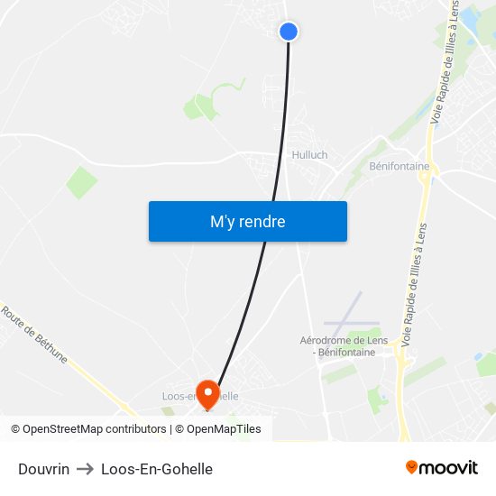 Douvrin to Loos-En-Gohelle map