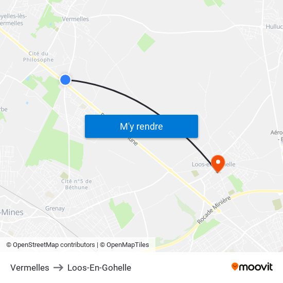 Vermelles to Loos-En-Gohelle map