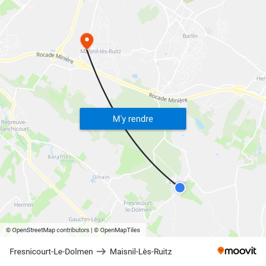 Fresnicourt-Le-Dolmen to Maisnil-Lès-Ruitz map