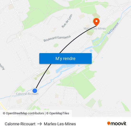 Calonne-Ricouart to Marles-Les-Mines map