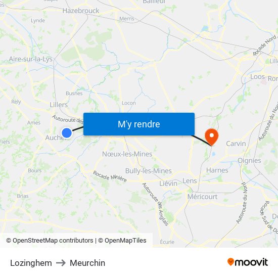 Lozinghem to Meurchin map