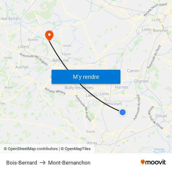 Bois-Bernard to Mont-Bernanchon map