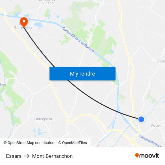 Essars to Mont-Bernanchon map