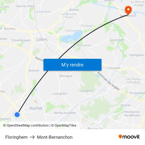 Floringhem to Mont-Bernanchon map