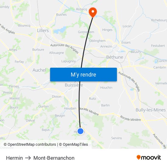 Hermin to Mont-Bernanchon map