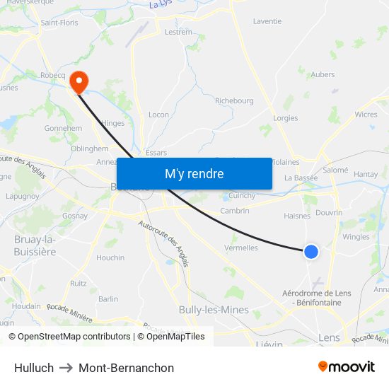 Hulluch to Mont-Bernanchon map