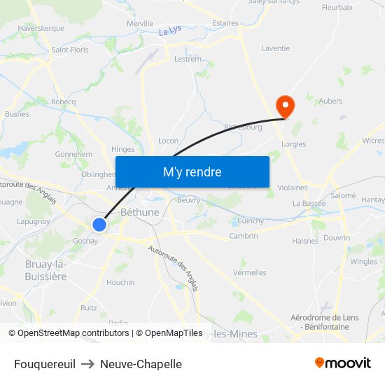 Fouquereuil to Neuve-Chapelle map