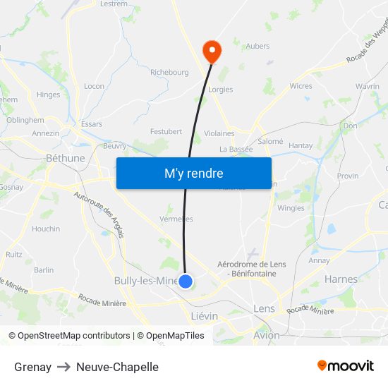 Grenay to Neuve-Chapelle map