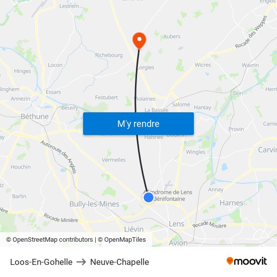 Loos-En-Gohelle to Neuve-Chapelle map