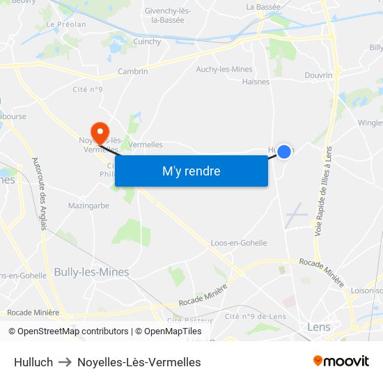 Hulluch to Noyelles-Lès-Vermelles map