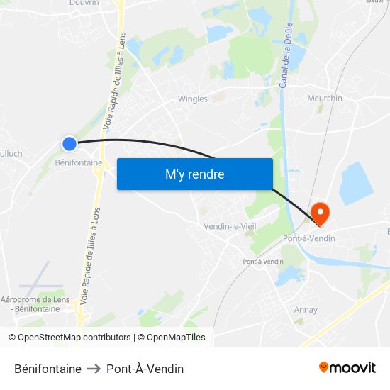 Bénifontaine to Pont-À-Vendin map