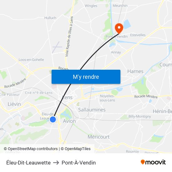 Éleu-Dit-Leauwette to Pont-À-Vendin map