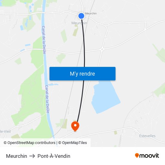 Meurchin to Pont-À-Vendin map