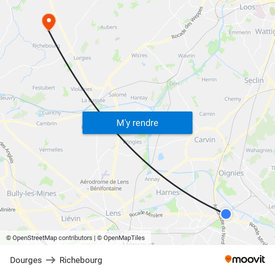 Dourges to Richebourg map