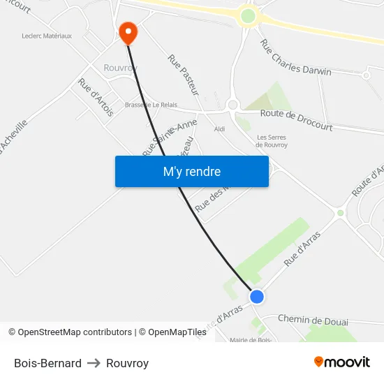 Bois-Bernard to Rouvroy map