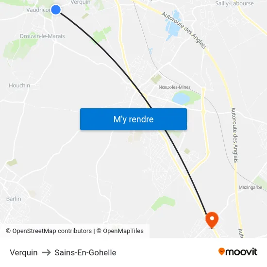 Verquin to Sains-En-Gohelle map