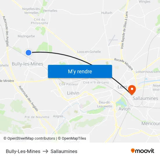 Bully-Les-Mines to Sallaumines map