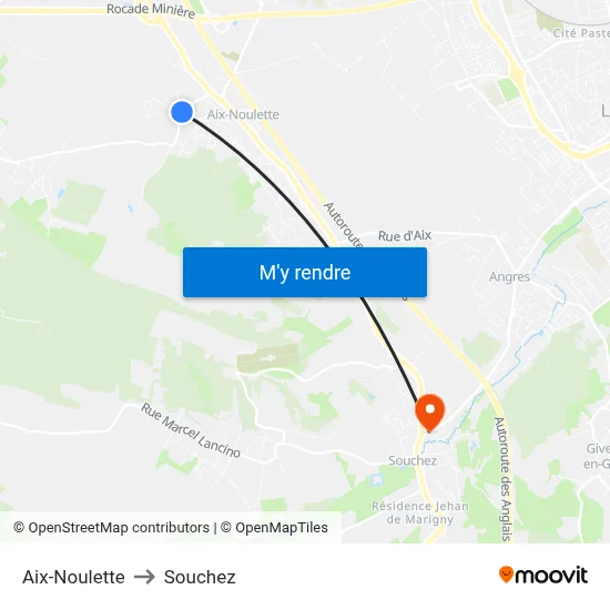 Aix-Noulette to Souchez map