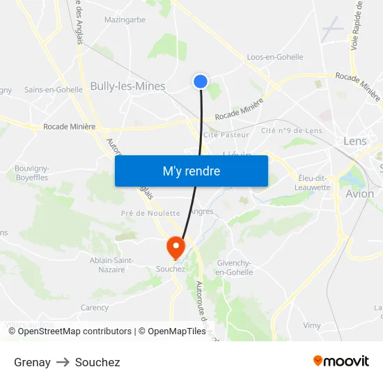 Grenay to Souchez map