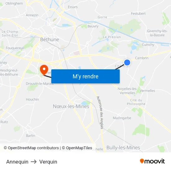 Annequin to Verquin map