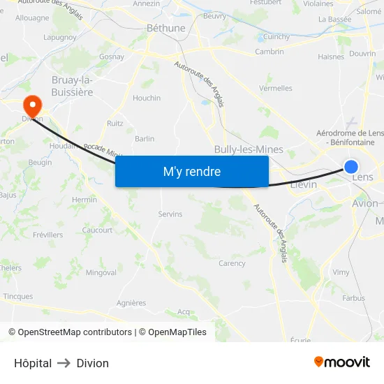 Hôpital to Divion map