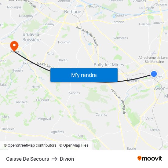 Caisse De Secours to Divion map