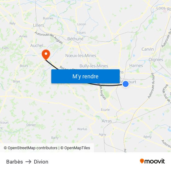 Barbès to Divion map