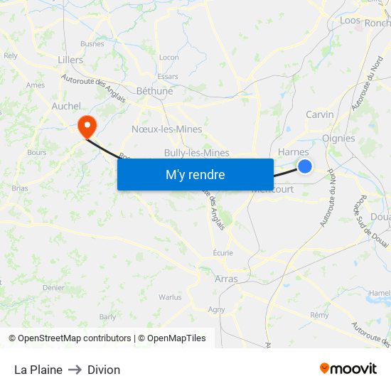 La Plaine to Divion map