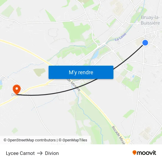 Lycee Carnot to Divion map