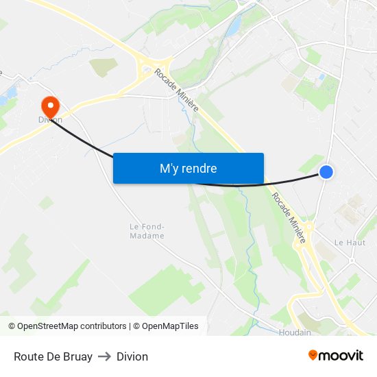 Route De Bruay to Divion map