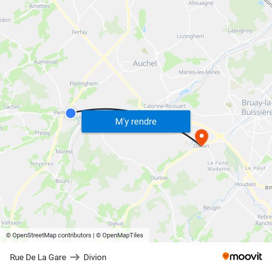 Rue De La Gare to Divion map
